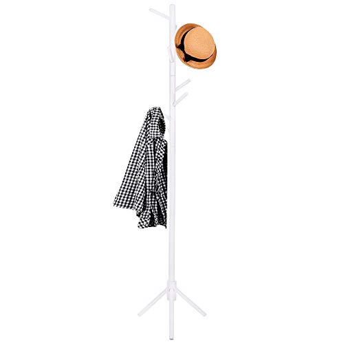 SPRINGOS Perchero de pie de madera con 8 ganchos, 175 cm, resistente, estable, para ropa, para la entrada SPRINGOS Perchero de pie de madera con 8 ganchos, 175 cm, resistente, estable, para ropa, para la entrada