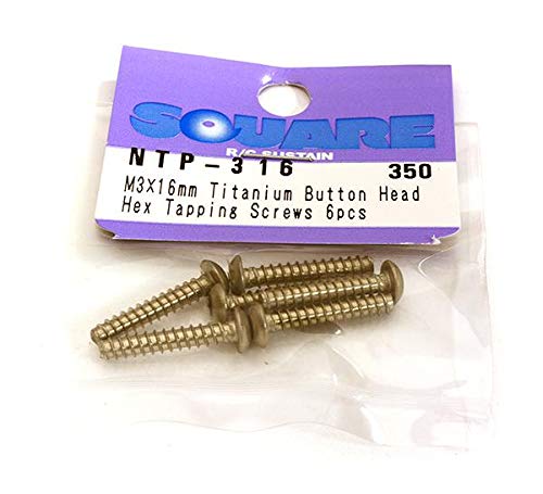 Square R/C RC Model Hop-ups SQ-NTP-316 M3 x 16mm Titanium Button Head Hex Screws (6 pcs.)