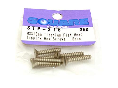 Square R/C RC Model Hop-ups SQ-STP-316 M3 x 16mm Titanium Flat Head Hex Screws (6 pcs.)