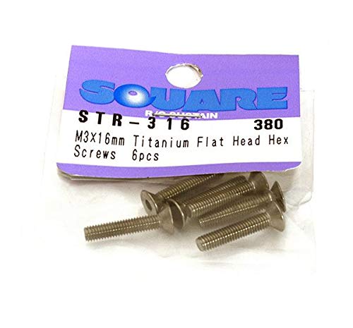Square R/C RC Model Hop-ups SQ-STR-316 M3 x 16mm Titanium Flat Head Hex Screws (6 pcs.)