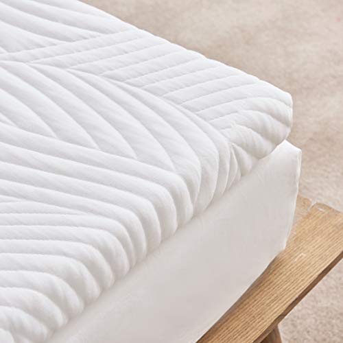 Sweetnight Sobrecolchón de espuma de gel de 120 x 200 cm para cama con somier y colchón, altura de 5 cm, 3 cm de espuma viscoelástica de 2 cm, funda lavable (120 x 200 cm)