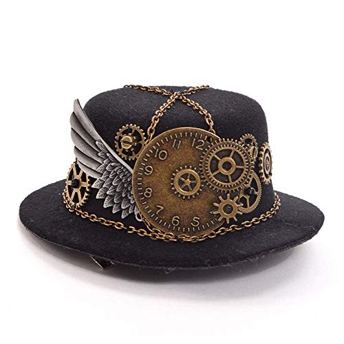 SYWJ Sombrero de Abrigo Fashion Party Display Gorra Decorativa Mini Top Sombrero de Mujer Vintage Lolita Sombrero de Mujer pequeño Accesorios Suave (Color: Negro, Tamaño: 28-30cm)