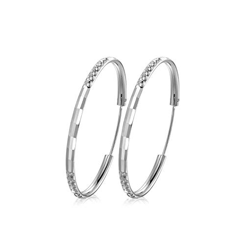 T400 Pendientes Mujer Aro de Plata de Ley 925 Círculo 3 mm de Espesor,Regalo para Niñas Mujeres,Diámetro 25 35 45 55 65mm