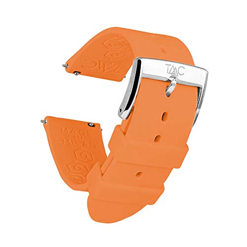 TAAC MOONO Repuesto en Correa para Relojes y Smartwatch, Made in Italy en Silicona Médica Hipoalergénica, 20mm o 22mm, Compatibilidad Universal, Easy Click - Liberación Rápida, Modelo Soft Orange