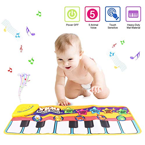 Tapete para piano, juguete con tapete para niños, tapete de baile para niños de 3 a 36 meses de regalo para bebés y niños pequeños (amarillo)