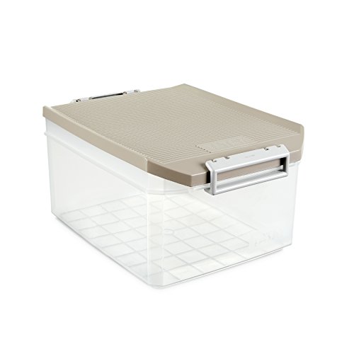 Tatay 1150123 Caja de Almacenamiento Multiusos 14 l de Capacidad plástico Polipropileno Libre de bpa Transparente con Tapa, Gris, 27 x 39 x 19 cm