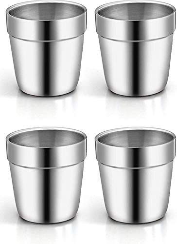 Taza de Acero Inoxidable - Vasos Copas de Metal Tumbler Apilables Premium,Taza de Café/Taza de Té/Vasos de Cerveza para Enfriar ideal para Viajes al Aire Libre, Camping y Todos Los Días（4 piezas）
