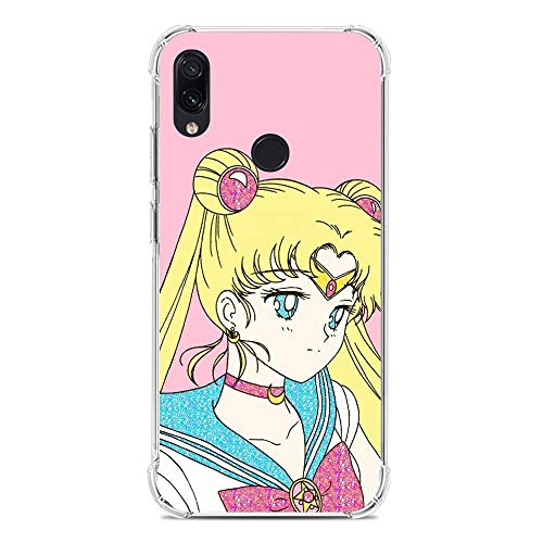 Transparent Case for XIAOMI Redmi Note 7/7 Pro, Sailor-Girl Moon Rabbit-Princess 9 Fundas Slim Silicone Liquid Flexible Cover