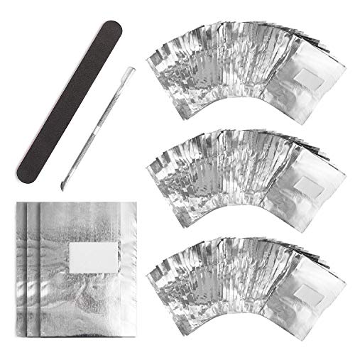 UNEEDE Almohadillas para quitar esmalte de uñas,300 unidades de lámina de aluminio para esmalte de uñas,1pieza de quitacutículas y1 lima de uñas,herramienta para eliminar fácilmente el esmalte de uñas UNEEDE Almohadillas para quitar esmalte de uñas,300 unidades de lámina de aluminio para esmalte de uñas,1pieza de quitacutículas y1 lima de uñas,herramienta para eliminar fácilmente el esmalte de uñas