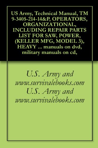 US Army, Technical Manual, TM 9-3405-214-14&P, OPERATORS, ORGANIZATIONAL, INCLUDING REPAIR PARTS LIST FOR SAW, POWER, (KELLER MFG, MODEL 3), HEAVY DUTY, ... military manuals on cd, (English Edition)