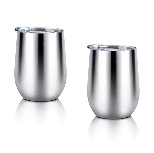 Vaso de vino con tapa aislada 2PCS,vaso de vidrio de vino de acero inoxidable de 12oz Vacío de doble pared tazas de bebida irrompibles aisladas Copa de vaso de viaje para café Cerveza de vino Copa Vaso de vino con tapa aislada 2PCS,vaso de vidrio de vino de acero inoxidable de 12oz Vacío de doble pared tazas de bebida irrompibles aisladas Copa de vaso de viaje para café Cerveza de vino Copa