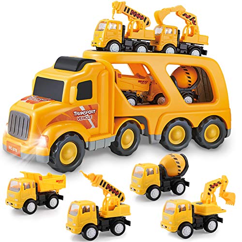 Vehículos de Construcción de Juguete para Niños Pequeños de 3 4 5 6 Años de Edad, Niños y Niñas, Juego de Camión de Ingeniería para Automóviles con Sonido y Luz, Grua, Mezclador, Tugurio, Excavadora Vehículos de Construcción de Juguete para Niños Pequeños de 3 4 5 6 Años de Edad, Niños y Niñas, Juego de Camión de Ingeniería para Automóviles con Sonido y Luz, Grua, Mezclador, Tugurio, Excavadora