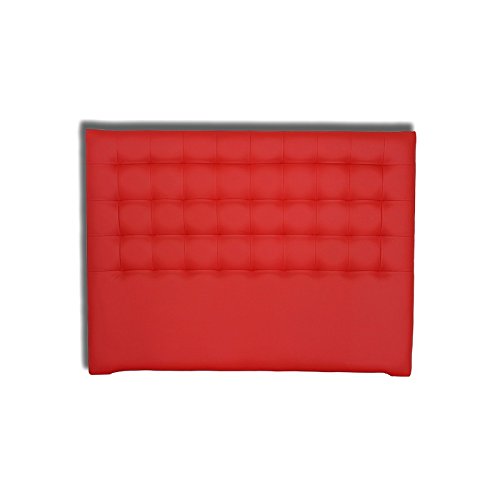 Ventadecolchones - Cabecero Tapizado Acolchado de Dormitorio Modelo Cube Largo en Polipiel Rojo y Medidas 151 x 125 cm para Camas de 135 ó 150