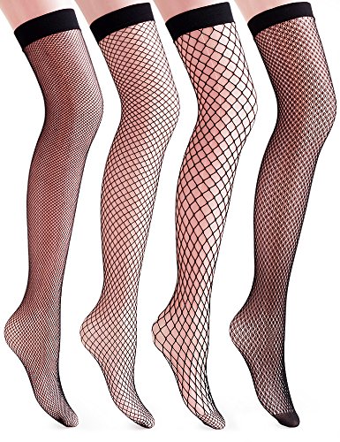 Vero Monte 4 pares de calcetines altos para mujer, color negro y hueco - Negro - ( Altura: 5'1-5'7/Peso: 45,36-68,04 Kg)