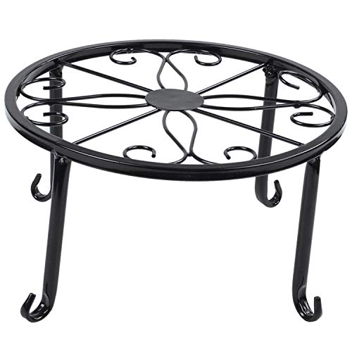 VORA 12 Pulgadas Olla Pesada Soporte De La Planta, Conjunto De 2, El Arte Forjó La Olla Trivet, Hierro Sólido Soporte De Pote,Soporte De Pote Decorativo del Jardín,Negro