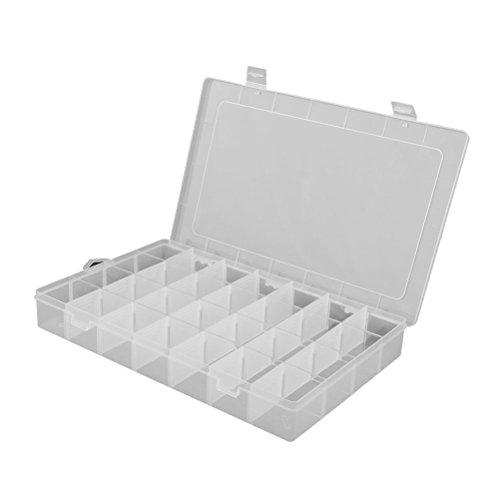 VORCOOL 28-grid ajustable organizador de joyas Bead – Caja de almacenamiento contenedor Case (transparente)