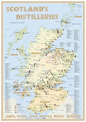 Whisky Distilleries Scotland - Tasting Map 24x34cm: The Whiskylandscape in Overview - Maßstab 1:1.750.000