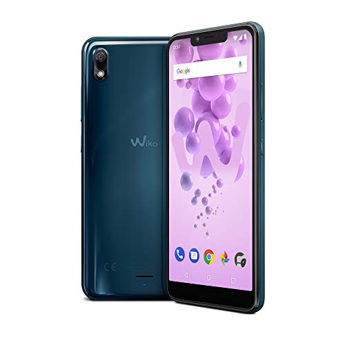 WIKO View2 Go – Smartphone con pantalla panorámica de 5,93" (Dual SIM, 4G, Octa Core 1.4 GHz, 16 GB ROM ampliables, 2 GB de RAM, Desbloqueo facial) – Color Turquesa