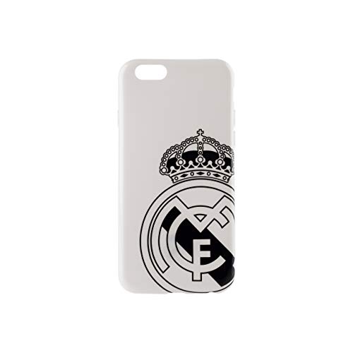 Wondee Global Services Carcasa Blanca con Escudo Negro del Real Madrid Club de Futbol para iPhone 6 y 6S