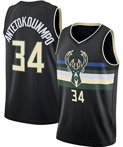 WSUN Camiseta De La NBA para Hombre, Milwaukee Bucks 34# Giannis Antetokounmpo Camiseta NBA Basketball Fan Jersey NBA Cool and Light Camiseta Deportiva Sin Mangas,A,L(175~180CM/75~85KG)