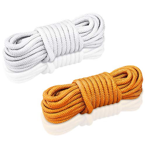 XGzhsa Cuerda de polipropileno de 6mm, Cuerda de escalada 30m, Cuerda gruesa multifuncional de nylon Durable y cuerda de seguridad para paquetes de camping hechos a mano (2 paquetes, blanco, naranja)