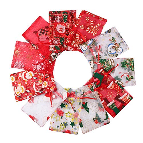 Xihou Bolsa De Regalo -30 Paquetes De Alto Grado De Organza Gasa, Navidad Bolsa De Joyas De Almacenamiento De Dulces, Cordón, la Bolsa y el Tejido Regalo (Color : 4, Size : 10 * 15cm)