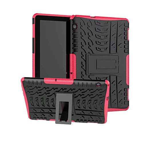 XITODA Funda Huawei MediaPad T5 10, Hybrid Rugged Armor Duro PC + TPU Silicone Back Case Cover Carcasa para Huawei MediaPad T5 10 2018 Tablet Funda con Kickstand - Rosa