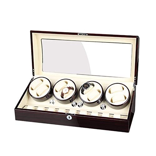 XIUWOUG Caja giratoria automática para relojes de 8 relojes + 9 pantallas de memoria, pintura de piano exterior, ajuste para relojes de mujer y hombre (color: rojo + blanco)
