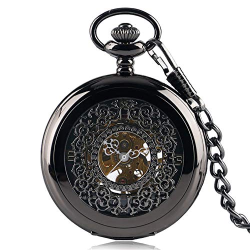 XVCHQIN Steam Punk Reloj de Bolsillo mecánico Antiguo Juego de Reloj de Bolsillo de Cuerda Manual Cadena Colgante Collar Cadena, b