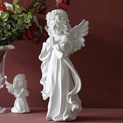 YHWW Escultura,Figura de ángel, Adorable Escultura de querubín de ángel de Hadas, Estatua de oración para decoración del jardín del hogar, Adornos de Resina sintética, A