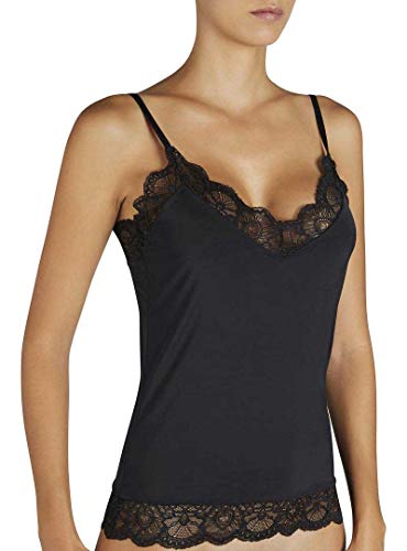 YSABEL MORA - Camiseta Tirante Fino Encaje Mujer Color: Negro Talla: Medium