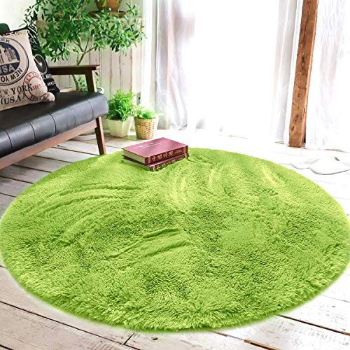 ZHUXINYU Tapete Redondo Felpudos Alfombra Estera de Felpa, Hogar Antideslizante Alfombras Piso Moqueta Mats Pad para Habitación Lavable Decorativo Suave Superficie (Hierba Verde, 100x100cm)