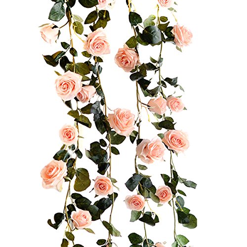 ZUMUII Butterme Rosas artificiales, enredaderas, 1 unidad, aprox. 2 m, flores artificiales, para oficina, recibidor del hotel, bodas, fiestas en jardines, artesanía, decoración de arte