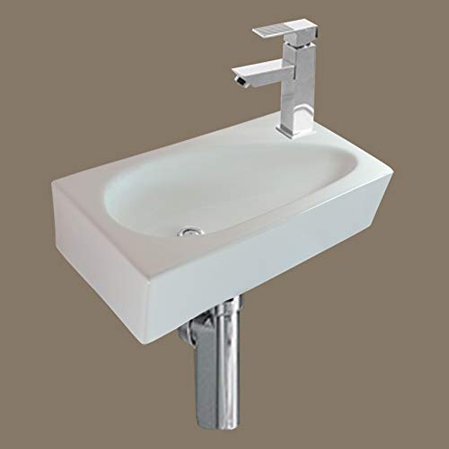 1 lavabo de cerámica pequeño rectangular de montaje en la pared, lavabo de cerámica 41 x 20 cm.