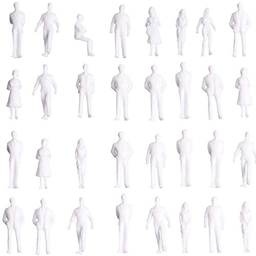 100 Piezas Personas en Miniatura Arquitectónicos de Plástico Figuras de Personas Modelo blanco Architectural Sin Pintar 1：75 H-25mm para Escenas En Miniatura Tren Ferrocarril Parque Calle Jardín