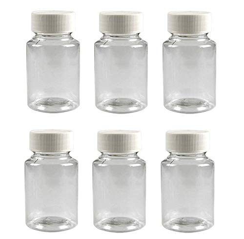 12PCS Botellas de plástico Transparente con tapón de Rosca Blanco para líquido, sólido, medicamento, dispensador de químicos 15ml / 1.7oz