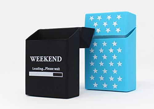 2 cajas de cigarrillos de silicona – Weekend y estrellas – Funda de cigarrillos – Pitillera para una caja de cigarrillos de tamaño estándar – también apto para las nuevas cajas de 21 unidades 2 cajas de cigarrillos de silicona – Weekend y estrellas – Funda de cigarrillos – Pitillera para una caja de cigarrillos de tamaño estándar – también apto para las nuevas cajas de 21 unidades