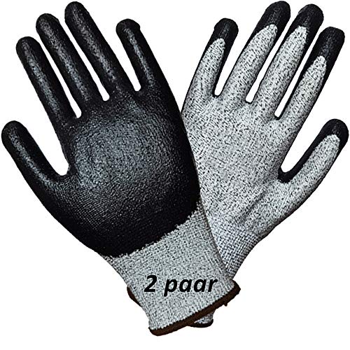 2 pares de guantes de trabajo de 5 niveles resistentes a los cortes, excelente agarre, guantes de trabajo, duraderos, para trabajos de construcción, carpintería, coche, guantes multiusos (L-2 pares)