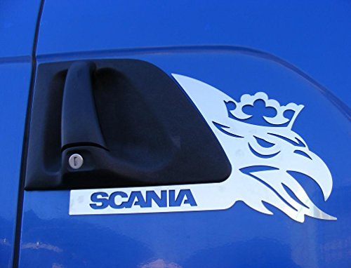 2 piezas Panel de la puerta de acero inoxidable pulido decoración izquierda y derecha para Scania R G P Serie Camión