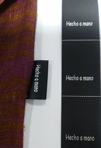 200 etiquetas textiles negras HECHO A MANO, para coser a costura en tus manualidades - Texto español…