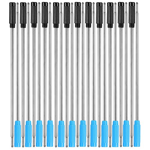 24 recambios de metal reemplazables para bolígrafo de punta media de 1,0 m para escritura suave, recambios de bolígrafo de tinta negra y azul para bolígrafos de cristal de diamante (4,5 pulgadas)