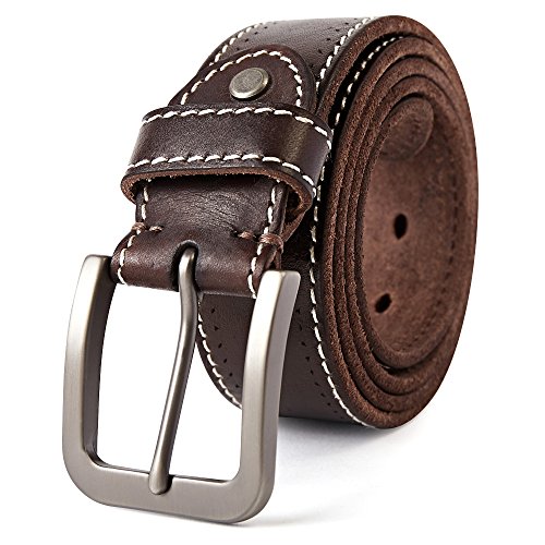 3ZHIYI Vintage Cinturón de piel de búfalo cuero 38 mm de ancho y aprox 4 mm de grueso, cinturón de los pantalones vaqueros de la prima para el ocio