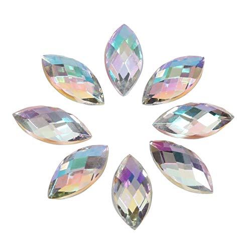 500 piezas de cristales iridiscentes, pedrería de cristal plano AB Gotas de agua Cristal acrílico efectos especiales diamantes de imitación, 5 colores opcionales(Plata)