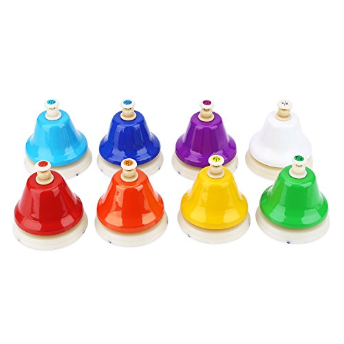 8 piezas/juego de campanas de mano, Juego de campanas de mano coloridas de 8 notas, juguete musical para niños, niños