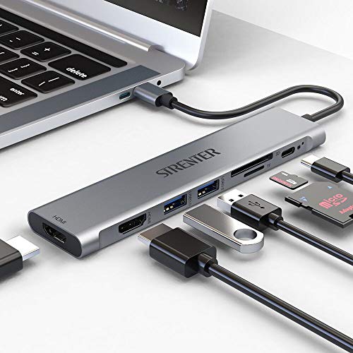 Adaptador USB C Hub Dual 4K HDMI, 7 en 1 Tipo C estación de Acoplamiento, 2 Puertos USB 3.0, Lector de Tarjetas SD/TF, PD, Accesorios USB C compatibles con MacBook Pro y más