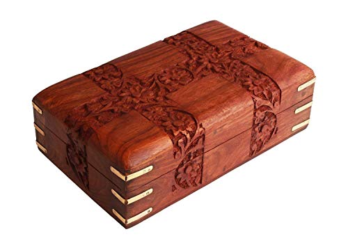 Ajuny Joyero de madera tallados a mano, organizador de almacenamiento de recuerdos, hecho a mano, decorativo para regalos Ajuny Joyero de madera tallados a mano, organizador de almacenamiento de recuerdos, hecho a mano, decorativo para regalos