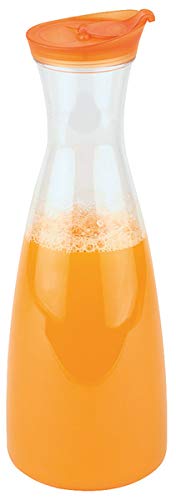 APS Jarra - botella, jarra de plástico, jarra transparente con tapa a rosca naranja y tapón a prueba de aromas, 11 x 11 cm, altura: 31,5 cm, capacidad: 1,6 L.