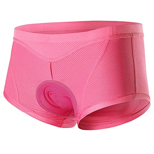 ARSUXEO Culotte acolchado de ciclismo para mujer, ropa interior de ciclismo 3D, antibacteriano, para ciclismo, equitación, deporte, color rosa, EU XS / Asia S