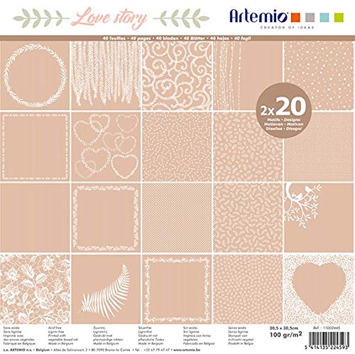 Artemio Bloc de 20 x 2 Hojas Kraft Love Story 30 x 30 cm