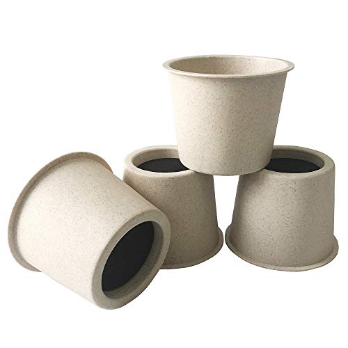 Aspeike Cama elevadora redonda de fibra de bambú de 8,89 cm, color beige, resistente, para muebles, silla, silla, elevador, 4 unidades Aspeike Cama elevadora redonda de fibra de bambú de 8,89 cm, color beige, resistente, para muebles, silla, silla, elevador, 4 unidades